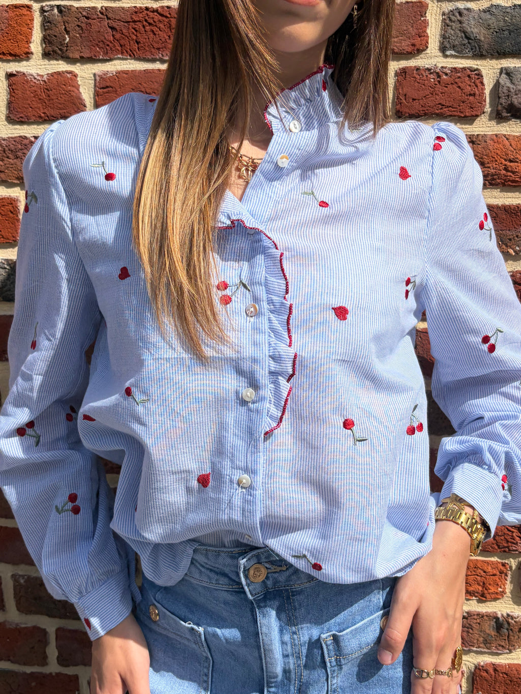 Chemise à motifs rouge