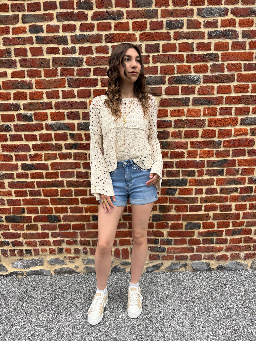 Top crochet écru