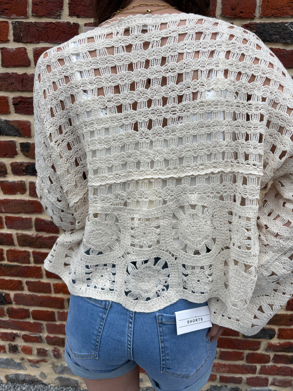 Top crochet écru